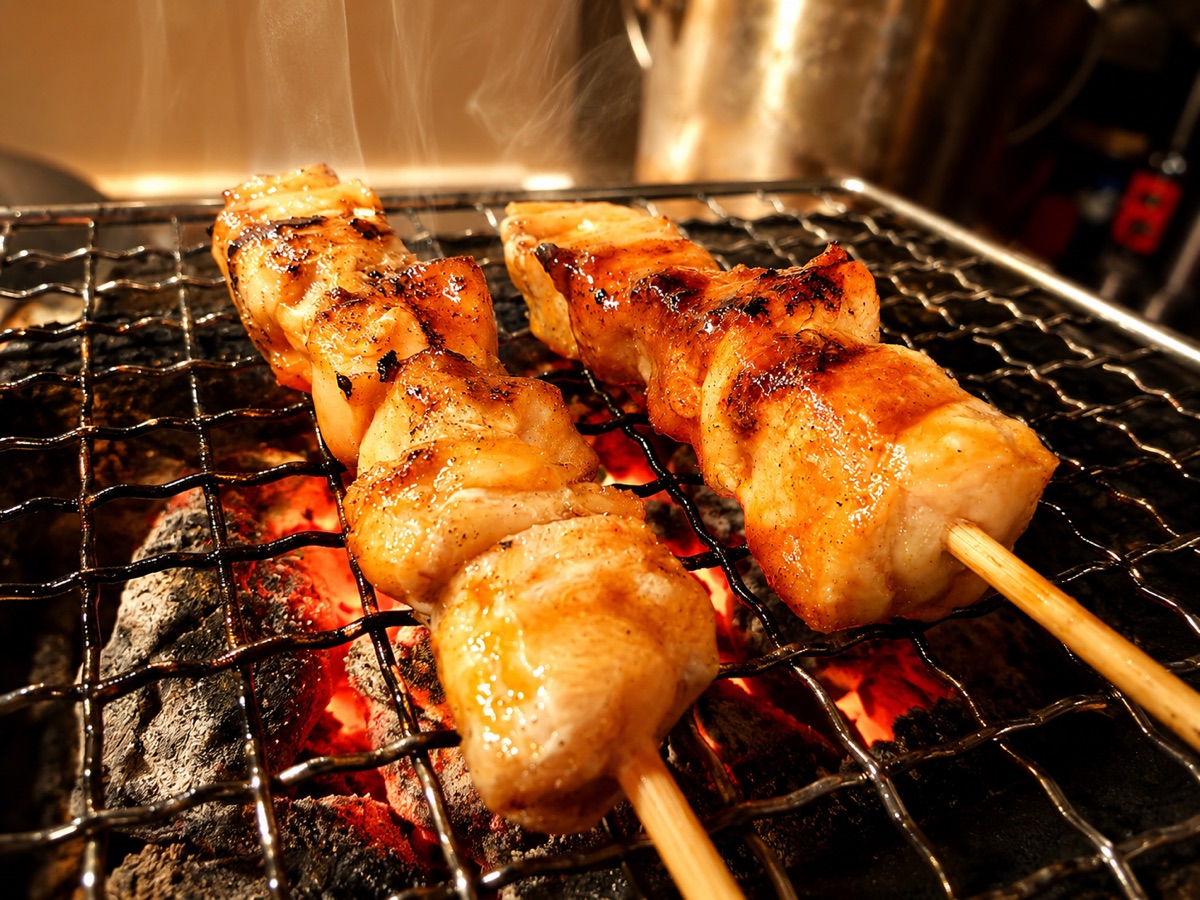 七輪の炭火で焼くねぎま